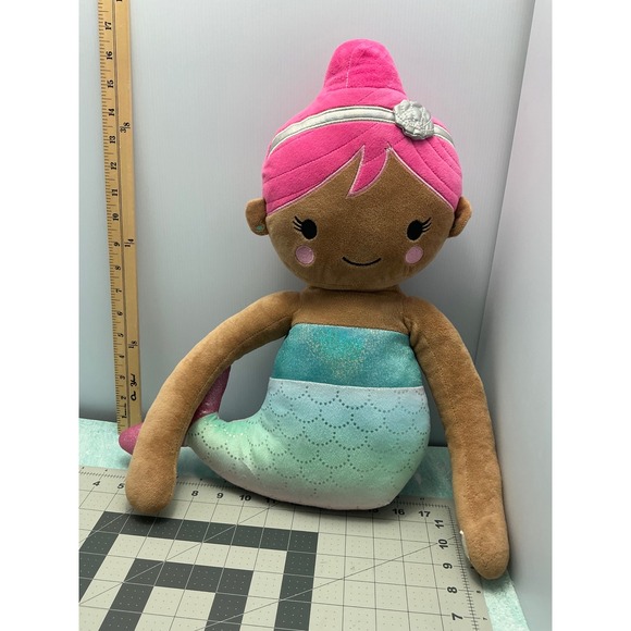 Other - Plush Mermaid Doll Pink‎ Hair Blue Green Teal Sequins Tail Toy